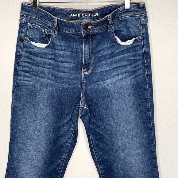 American Eagle Stretch Dark Kickboot Bootcut Jeans Size 18 Long #62 - Picture 2 of 9